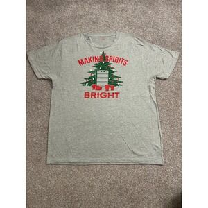 Holiday‎ Time Graphic Tee Mens XL Gray Excellent Making Spirits Bright Beer Keg
